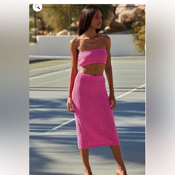 MISA Los Angeles Tia Knit Skirt in Pink NWT Medium - Picture 1 of 11